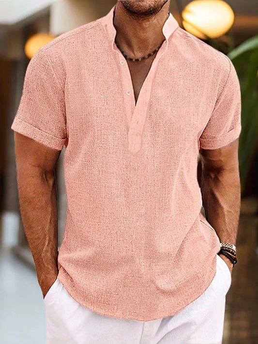Martin | Men Short Sleeve Henley Casual Shirt 0