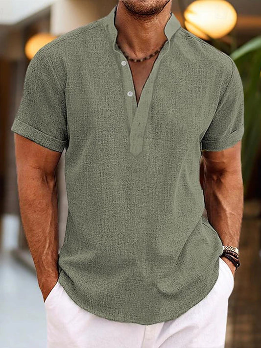 Martin | Men Short Sleeve Henley Casual Shirt 7