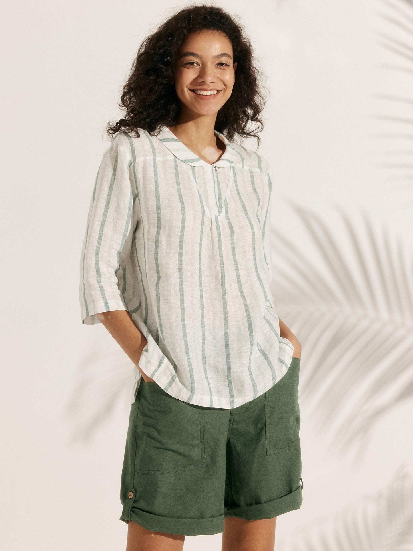 Mason | Chic Striped Linen Women's Top 4