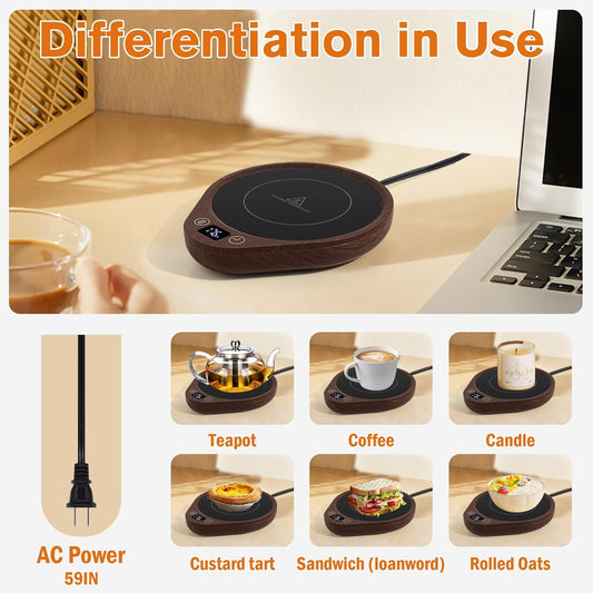 Coffee Mug Warmer Set | Electric Mug Warmer with Adjustable Temperature | Safe Beverage Heater for Coffee and Candles 4