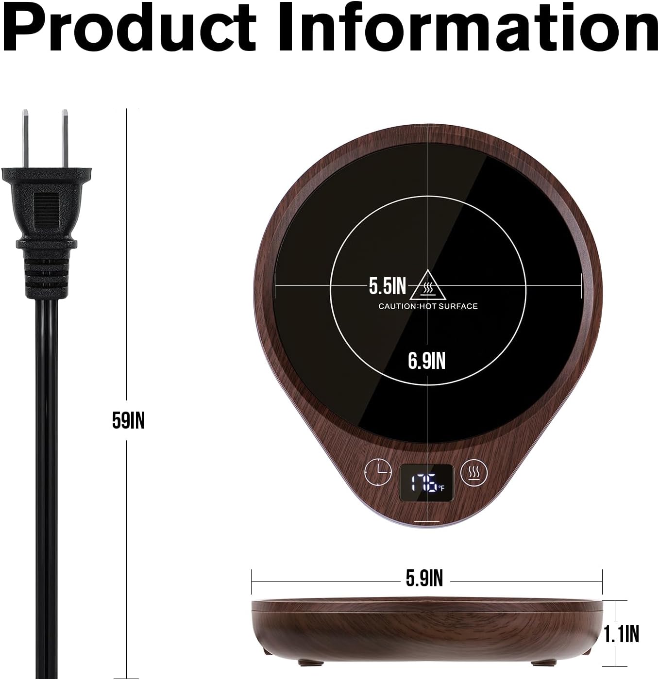 Coffee Mug Warmer Set | Electric Mug Warmer with Adjustable Temperature | Safe Beverage Heater for Coffee and Candles 5