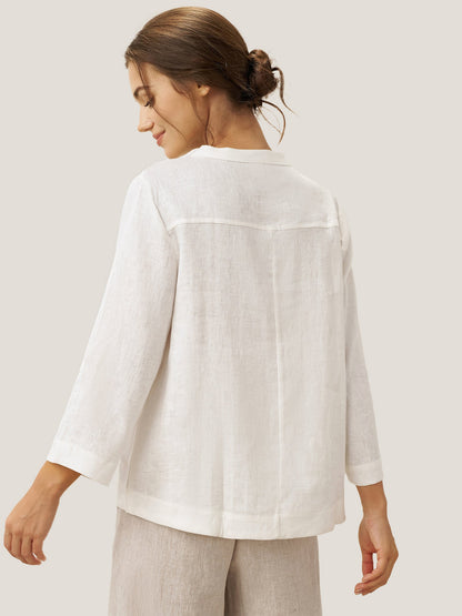 Mason | Elegant Linen Deep V-Neck Pullover with Button Trim 1