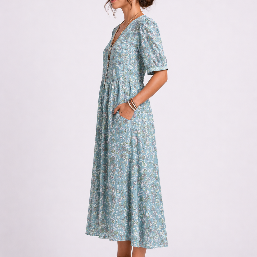 Maya | Women's Floral V-Neck Midi Dress 1