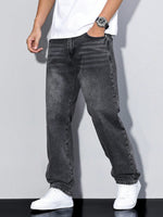 Men's Baggy Denim Jeans with Zip Fly and Five Pockets 0