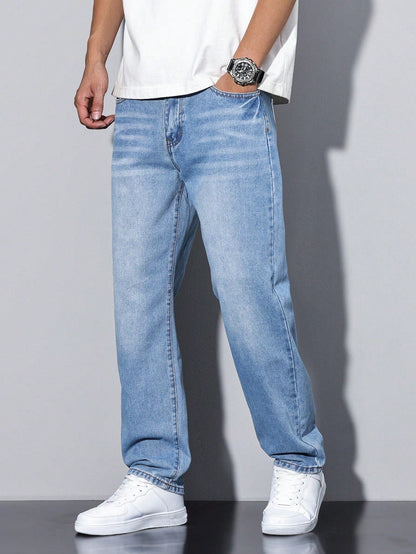 Men's Baggy Denim Jeans with Zip Fly and Five Pockets 3