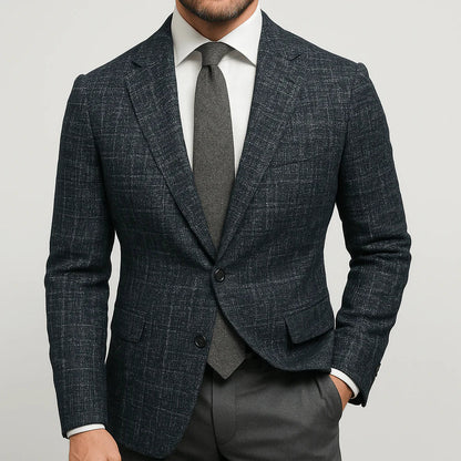 Men's Business Woven Blazer with Notched Lapels and Two-Button Front 2