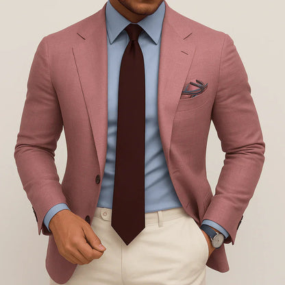 Men's Business Woven Blazer with Notched Lapels and Two-Button Front 3