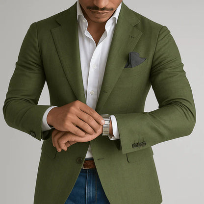 Men's Business Woven Blazer with Notched Lapels and Two-Button Front 4