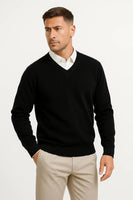 Men's Cashmere Pullover V-Neck Slim Fit Elegant Casual Wear 0