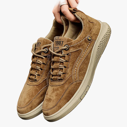 Men's Casual Suede Sneakers with Lace-Up Front and Low-Top Collar 1