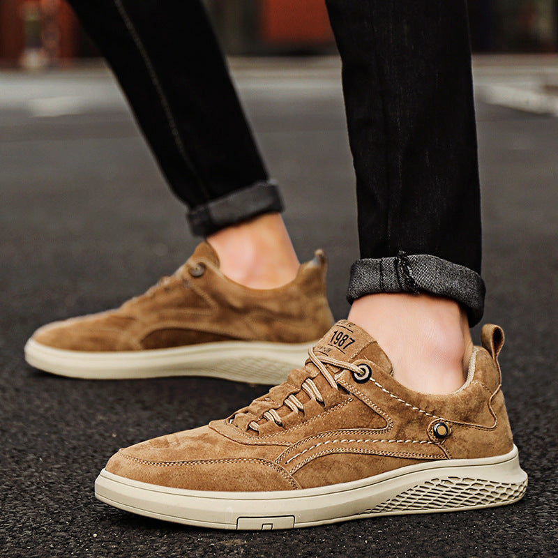 Men's Casual Suede Sneakers with Lace-Up Front and Low-Top Collar 3