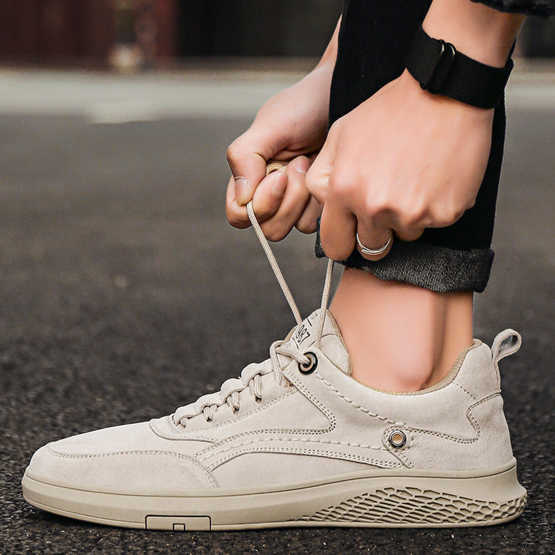 Men's Casual Suede Sneakers with Lace-Up Front and Low-Top Collar 4