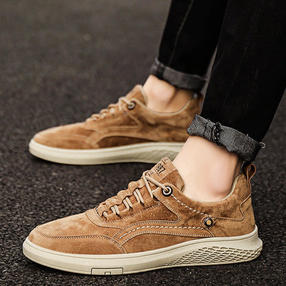 Men's Casual Suede Sneakers with Lace-Up Front and Low-Top Collar 5