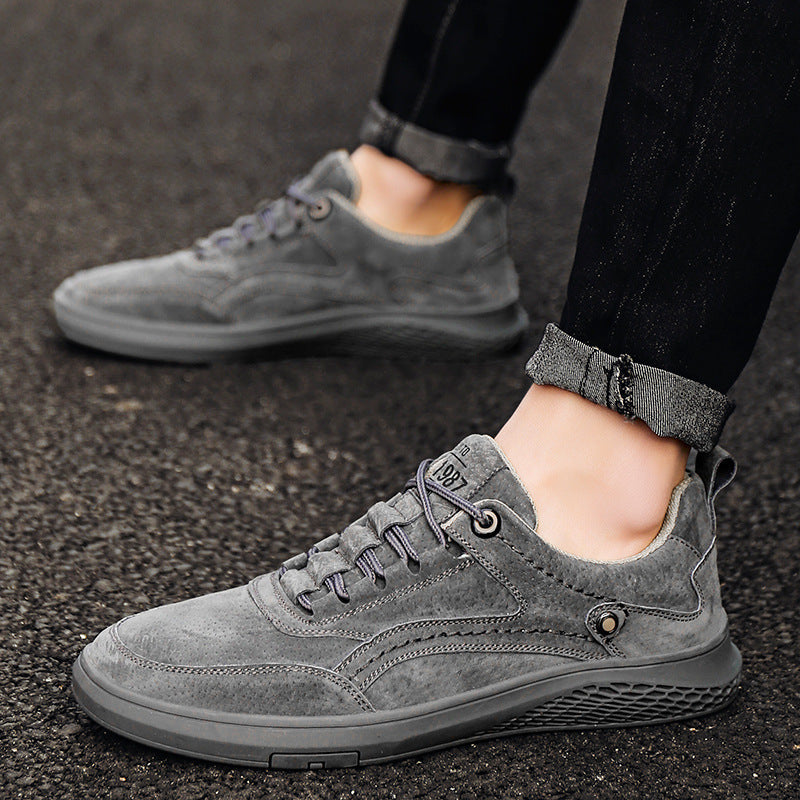Men's Casual Suede Sneakers with Lace-Up Front and Low-Top Collar 6