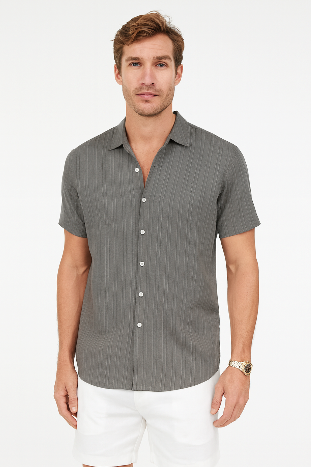 Men's Classic Short Sleeve Button-Up Shirt 9