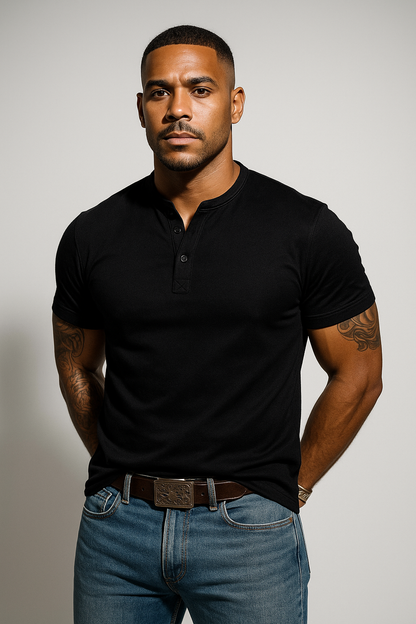 Men’s Classic Short Sleeve Henley Shirt 2
