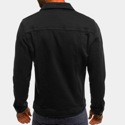 Men's Denim Trucker Jacket with Button Front and Flap Pockets 1