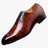 Men's Dress Synthetic Loafers with Croc Embossing and Slip-On Vamp 0