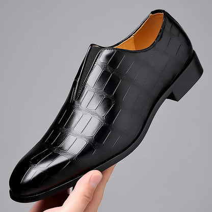 Men's Dress Synthetic Loafers with Croc Embossing and Slip-On Vamp 1