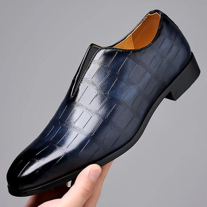Men's Dress Synthetic Loafers with Croc Embossing and Slip-On Vamp 2