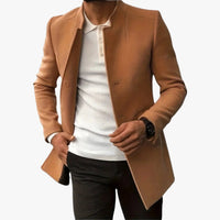 Men's Felted Blazer with Stand Collar and Button Front 0