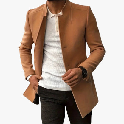 Men's Felted Blazer with Stand Collar and Button Front 0