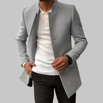 Men's Felted Blazer with Stand Collar and Button Front 5