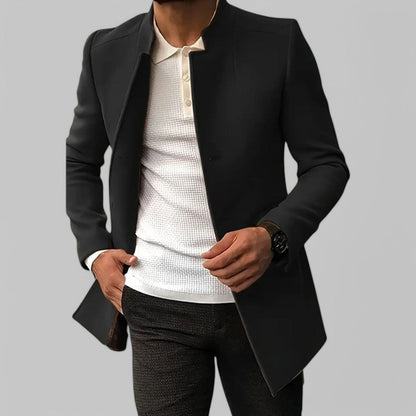 Men's Felted Blazer with Stand Collar and Button Front 9