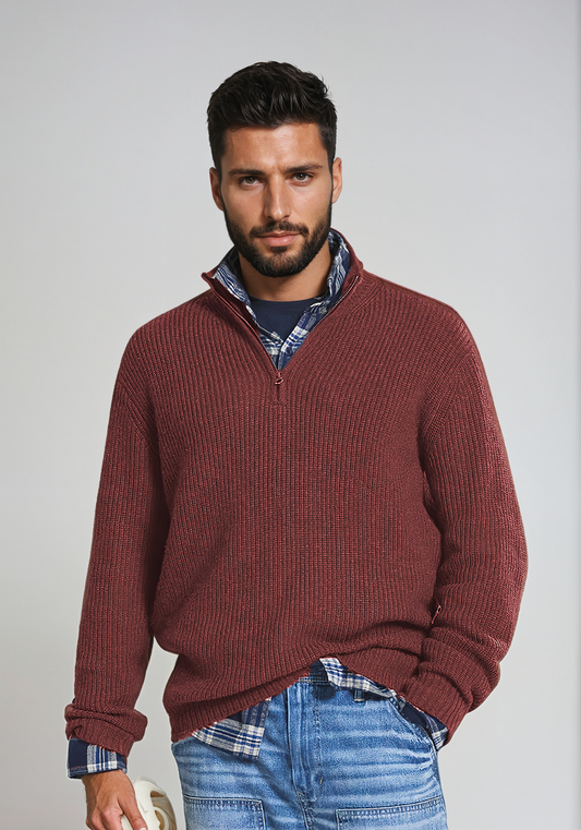 Men’s Half Zip Jumper | Ribbed Sweater for Stylish Layering 0