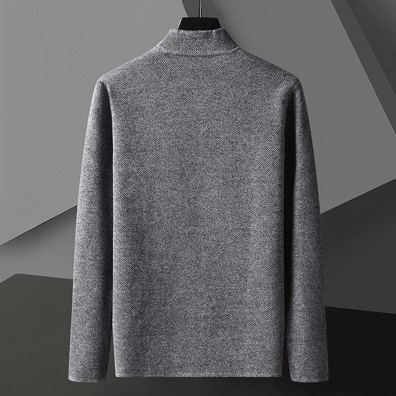 Men's Knit Cardigan with Stand Collar and Patch Pockets 4