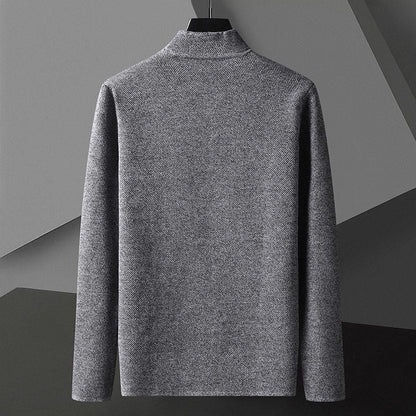 Men's Knit Cardigan with Stand Collar and Patch Pockets 4