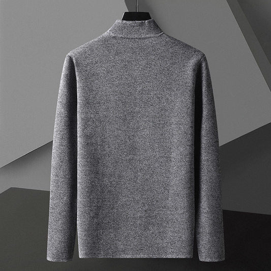 Men's Knit Cardigan with Stand Collar and Patch Pockets 4