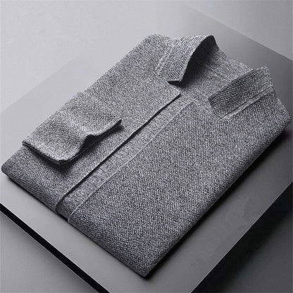 Men's Knit Cardigan with Stand Collar and Patch Pockets 6