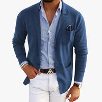 Men's Knit Coat with Notch Lapels and Patch Pockets 0