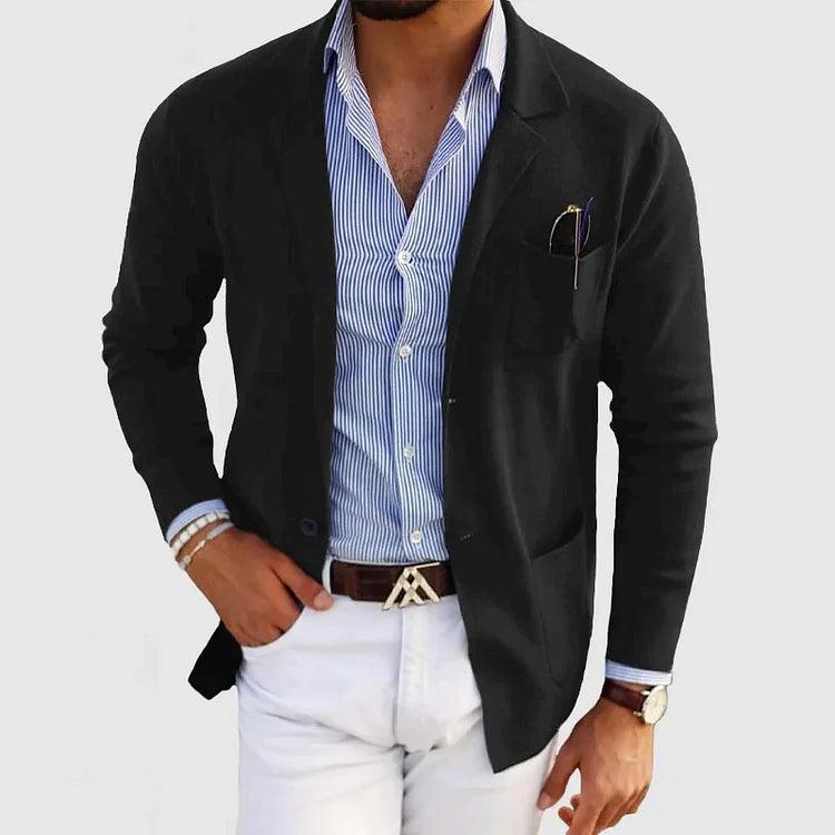 Men's Knit Coat with Notch Lapels and Patch Pockets 3