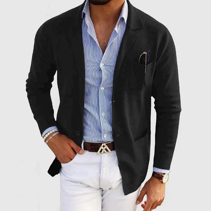 Men's Knit Coat with Notch Lapels and Patch Pockets 3