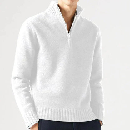 Men's Knit Pullover Sweater with Half-Zip and Stand Collar 2