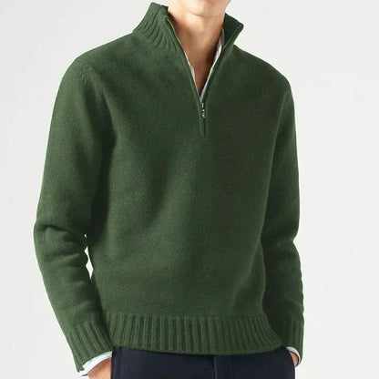 Men's Knit Pullover Sweater with Half-Zip and Stand Collar 3