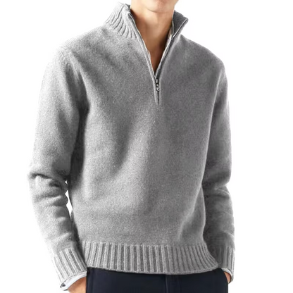Men's Knit Pullover Sweater with Half-Zip and Stand Collar 4