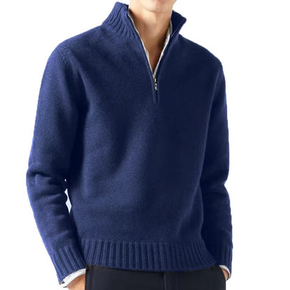 Men's Knit Pullover Sweater with Half-Zip and Stand Collar 5