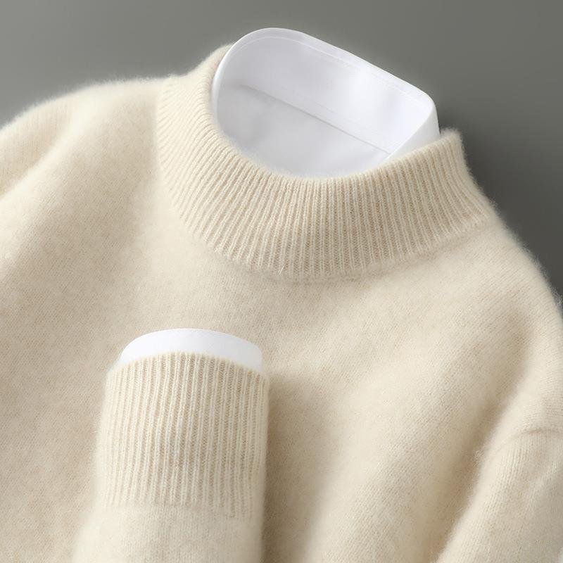 Men's Knit Sweater with Crew Neck and Ribbed Trim 0