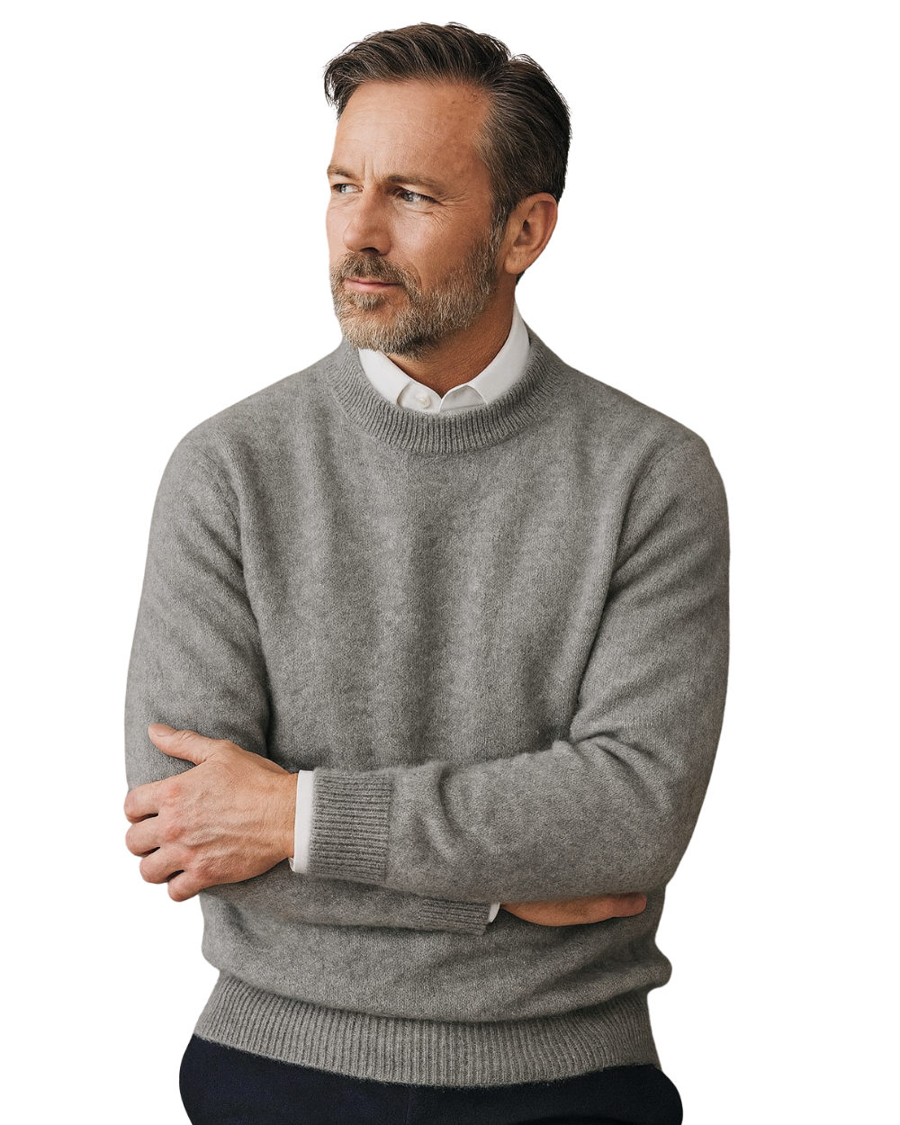 Men's Knit Sweater with Crew Neck and Ribbed Trim 6