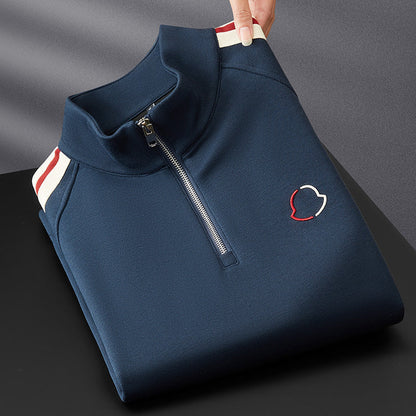 Men's Knit Tracksuit with Half-Zip Top and Stripe Trim 2