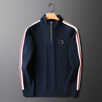 Men's Knit Tracksuit with Half-Zip Top and Stripe Trim 3