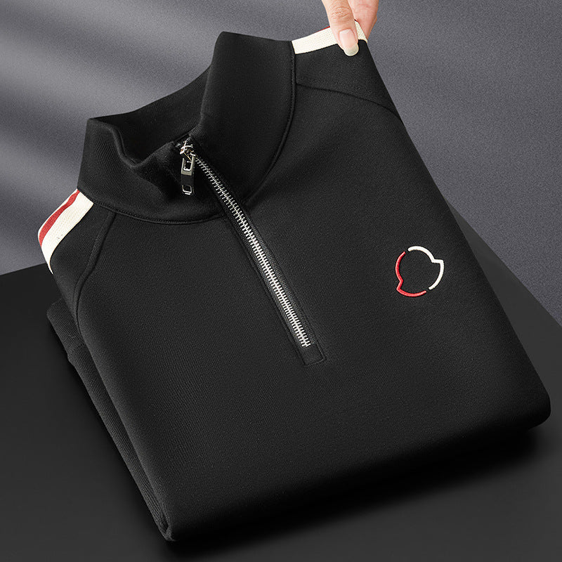 Men's Knit Tracksuit with Half-Zip Top and Stripe Trim 6