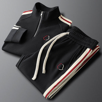 Men's Knit Tracksuit with Half-Zip Top and Stripe Trim 7