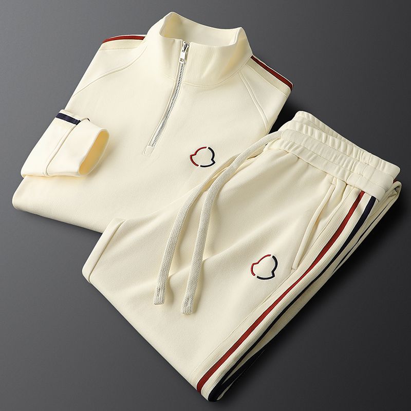 Men's Knit Tracksuit with Half-Zip Top and Stripe Trim 9