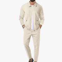 Men's Knit Tracksuit with Zip Jacket and Drawstring Pants 0
