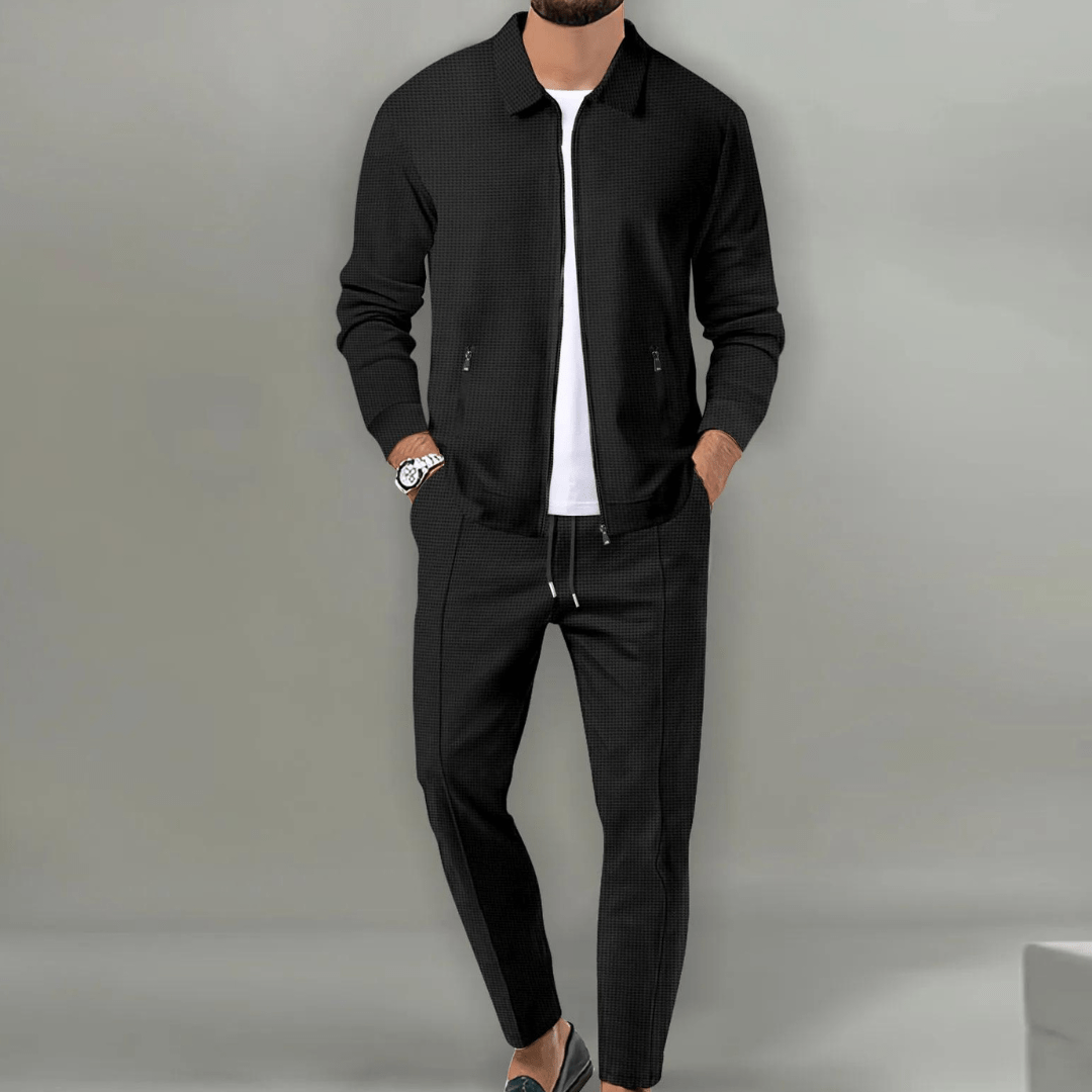 Men's Knit Tracksuit with Zip Jacket and Drawstring Pants 2