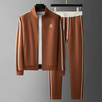 Men's Knit Tracksuit with Zip Jacket and Stripe Trim 0
